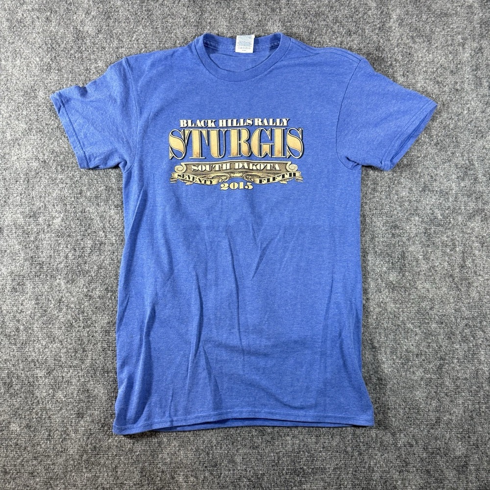 Sturgis Motorcycle Rally T Shirt Men's Small 75th Black Hills Biker 2015 Blue - Picture 2 of 6